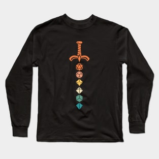 80s Colors Retro Polyhedral Dice Sword Long Sleeve T-Shirt